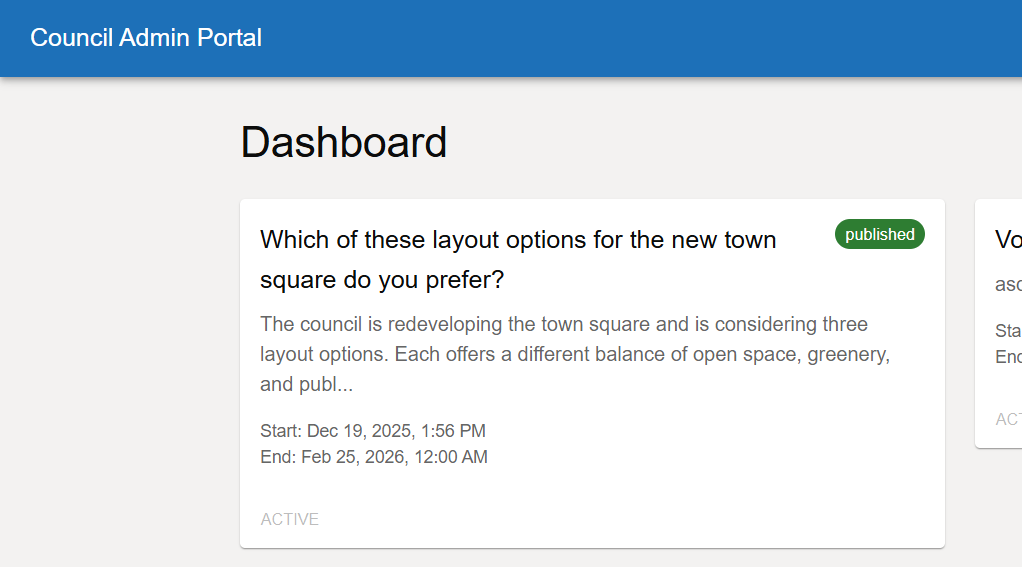 Screenshot of the voting page